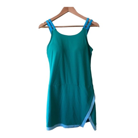 Lands' End Sleeveless Tummy Control Mini Swimming Dress Women's Size 10 Green - Picture 2 of 7